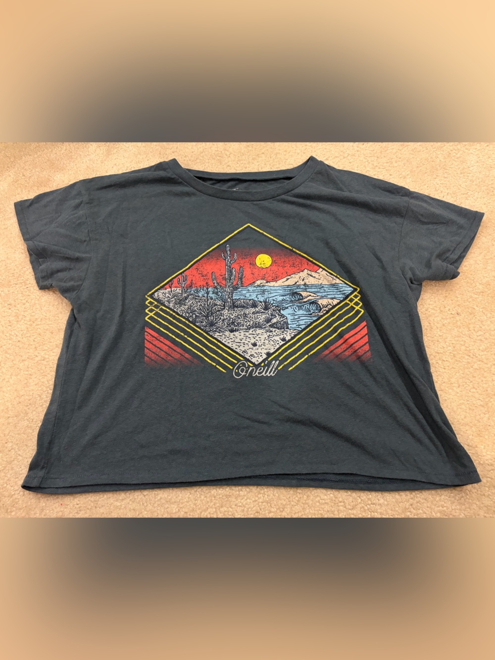 O'Neill Black Graphic Crew Neck Tee - Desert Sunset Print